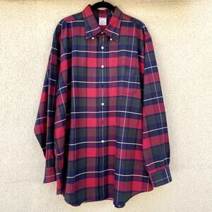 Brooks Brothers Red Plaid Long Sleeve Shirt XL USA